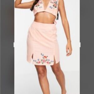 Floral Embroidered Two-Piece Set